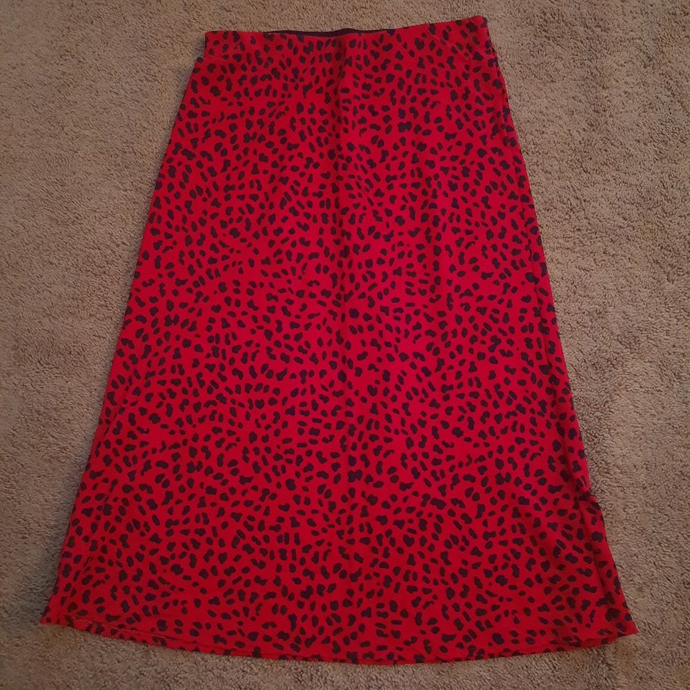 Sanctuary Red Leopard Midi Skirt